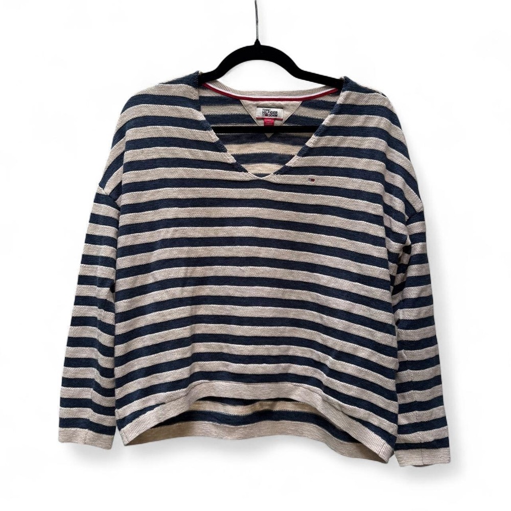 Tommy Hilfiger navy and white striped sweater